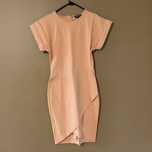 Express Peach-Pink Mini Dress with Tulip Hem